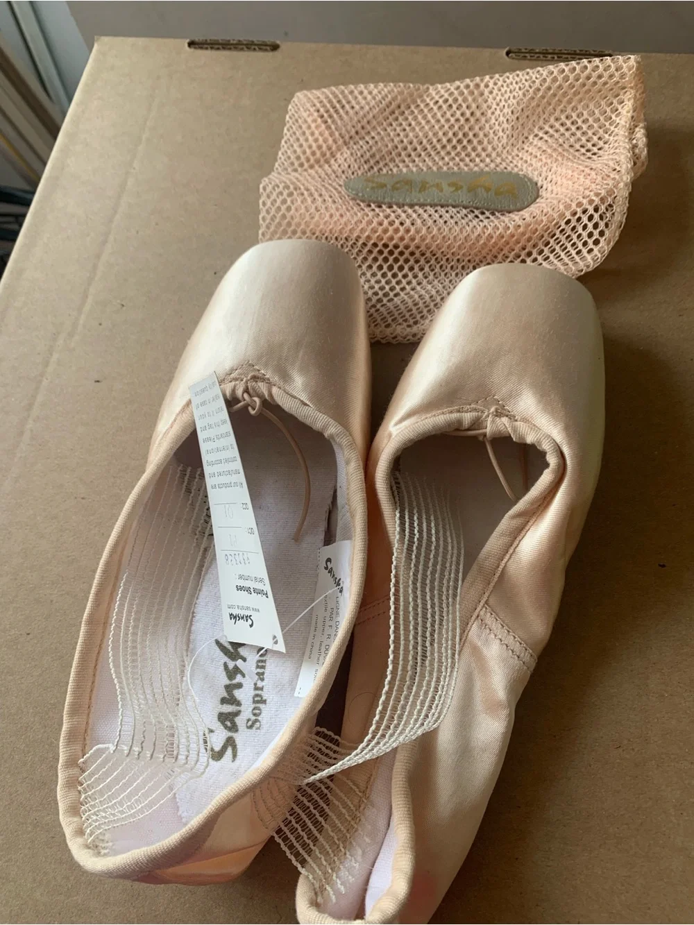 Canvas Pointe Ballet Flats in Blush Pink by Sansha, size 7